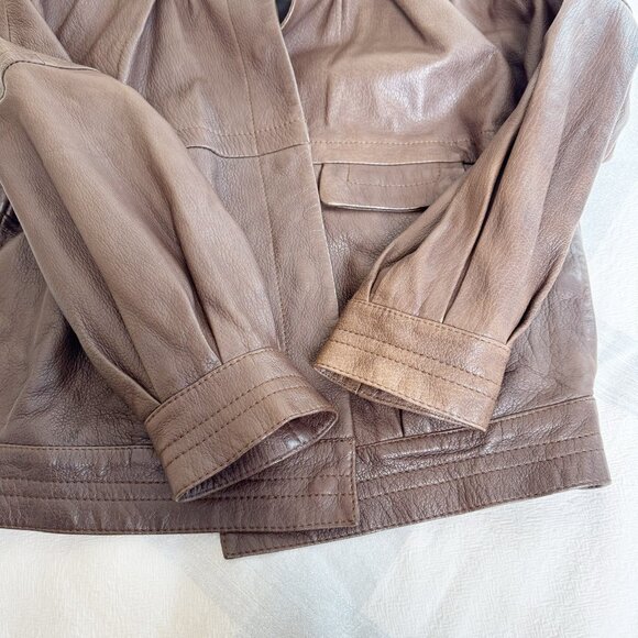 Proenza Schouler Roll Collar Brown Leather Jacket | Size 2 | NWT Color Variation - Picture 14 of 16